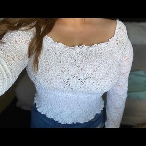 White lace long sleeve shirt